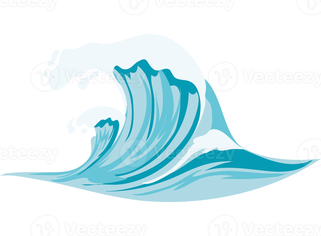 A wave crashing into the ocean with a blue background png