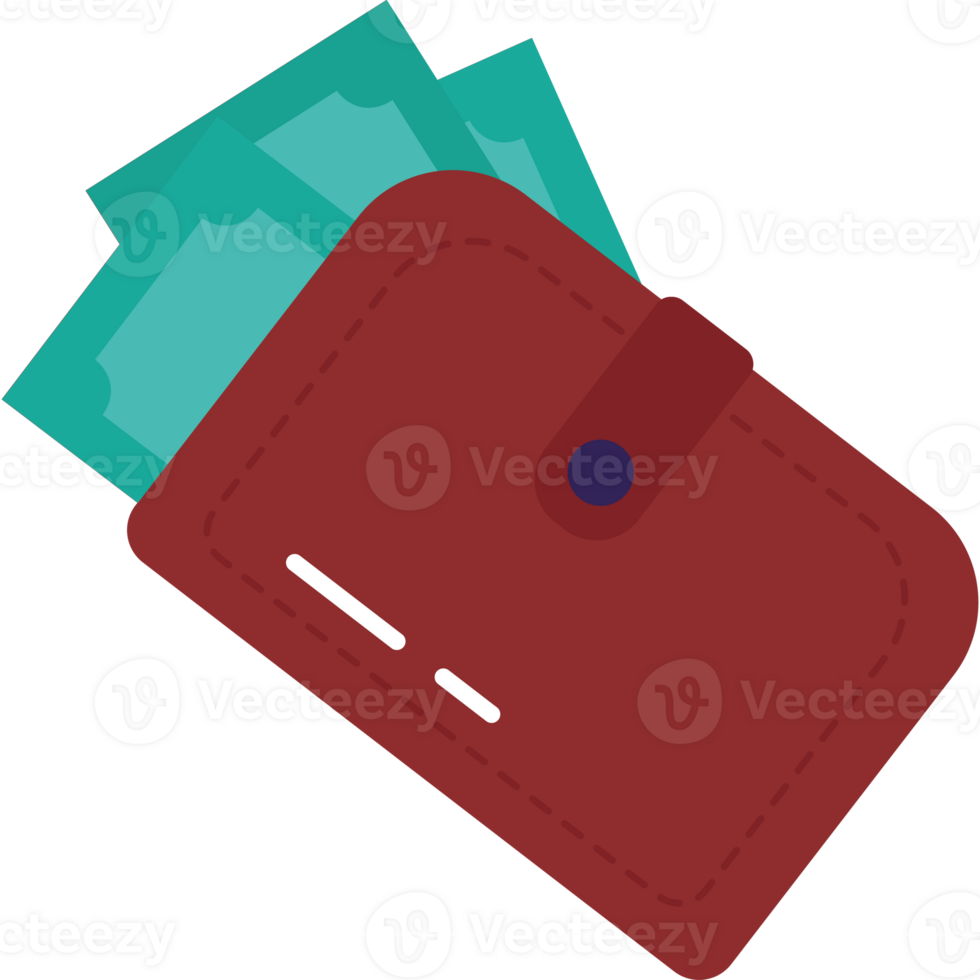 A red wallet with money in it png