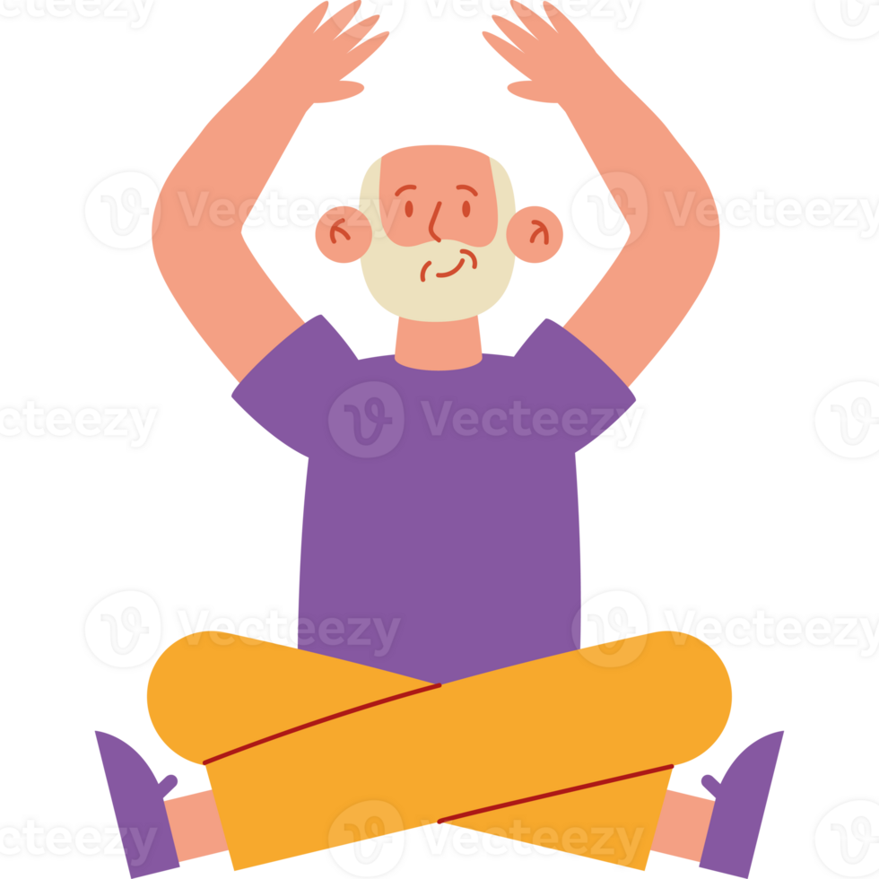 An illustration of a man sitting in a lotus position png