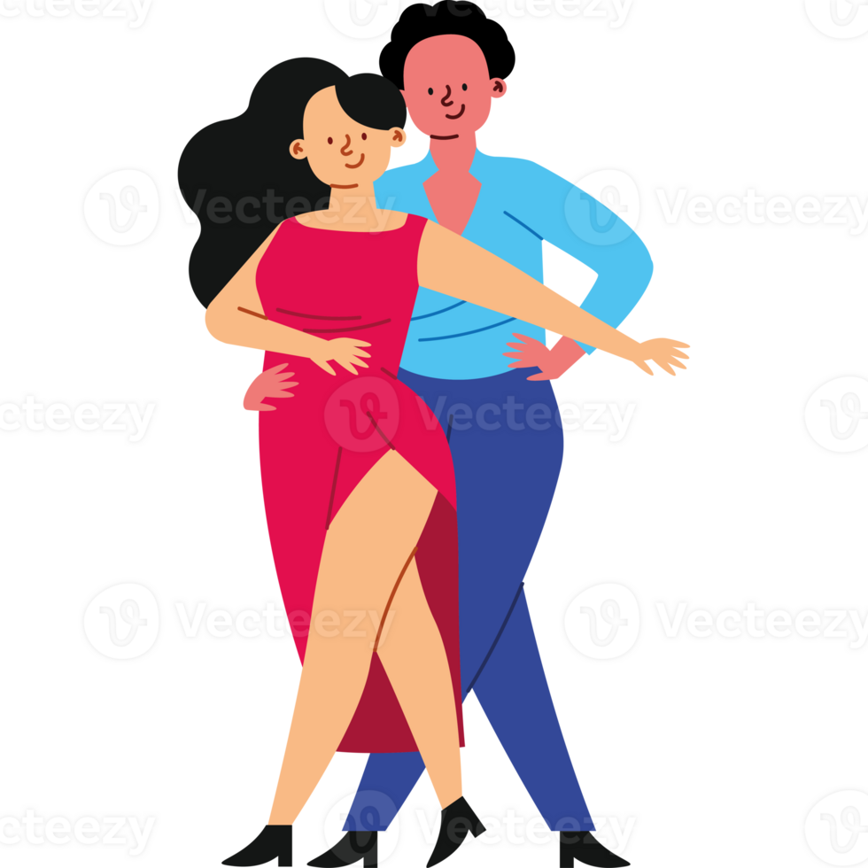 A couple dancing in a cartoon style png