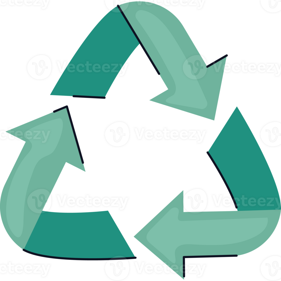 A green recycling symbol with arrows pointing in different directions png