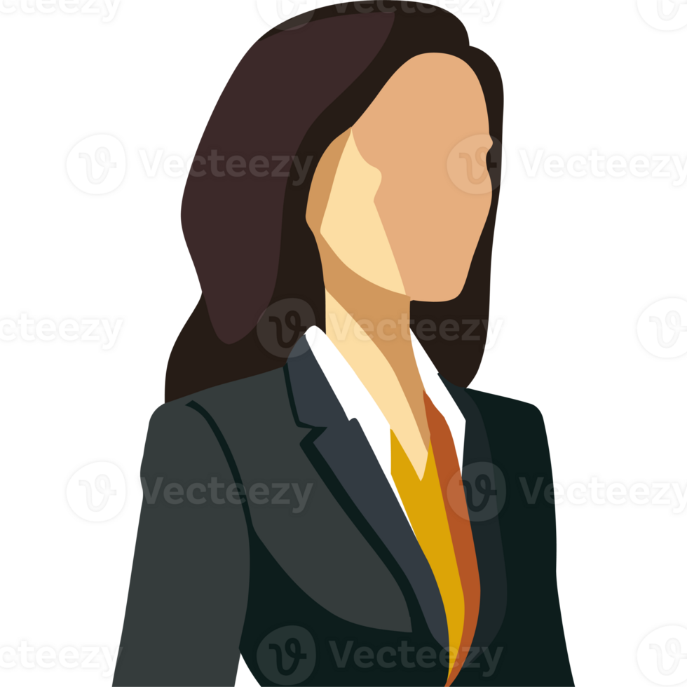 A woman in a business suit with a yellow tie png