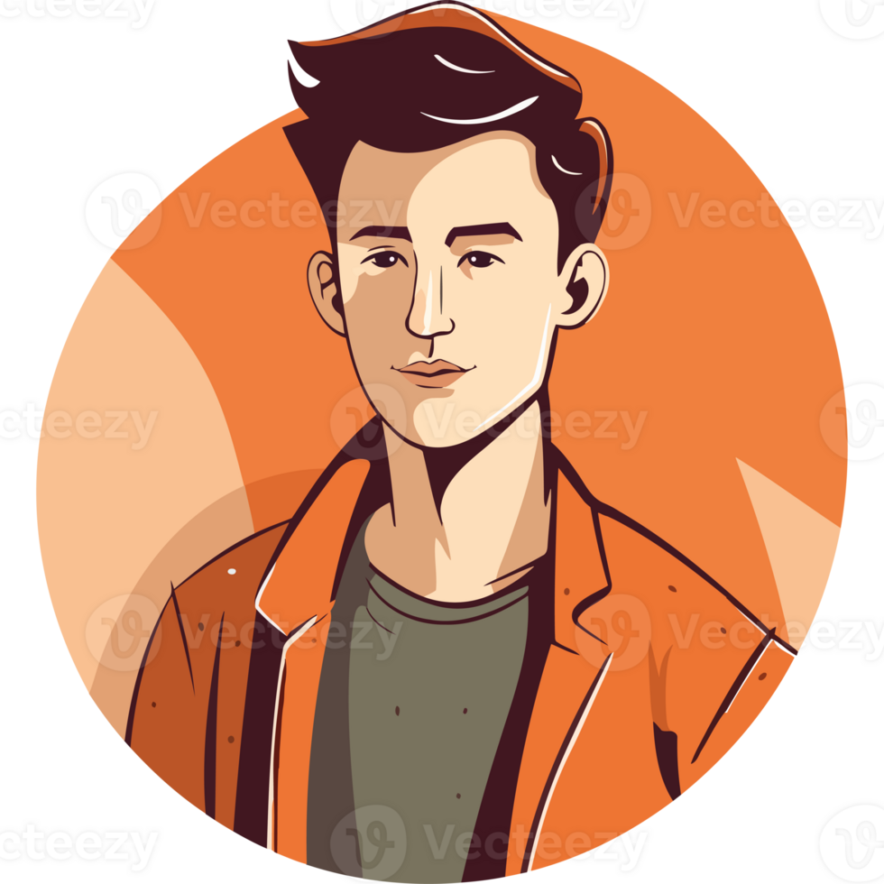A cartoon man in an orange jacket png