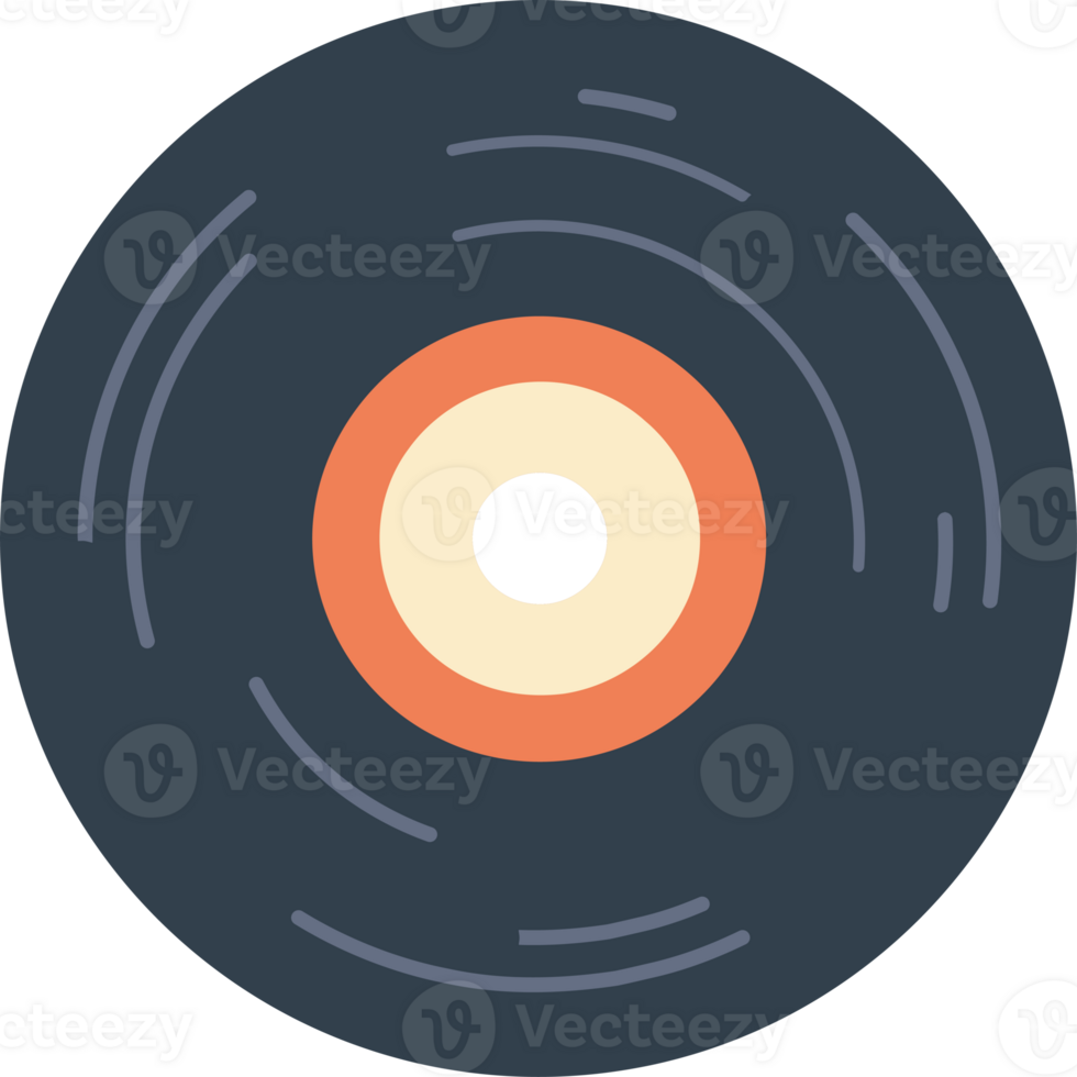 An old vinyl record with a black and orange circle png