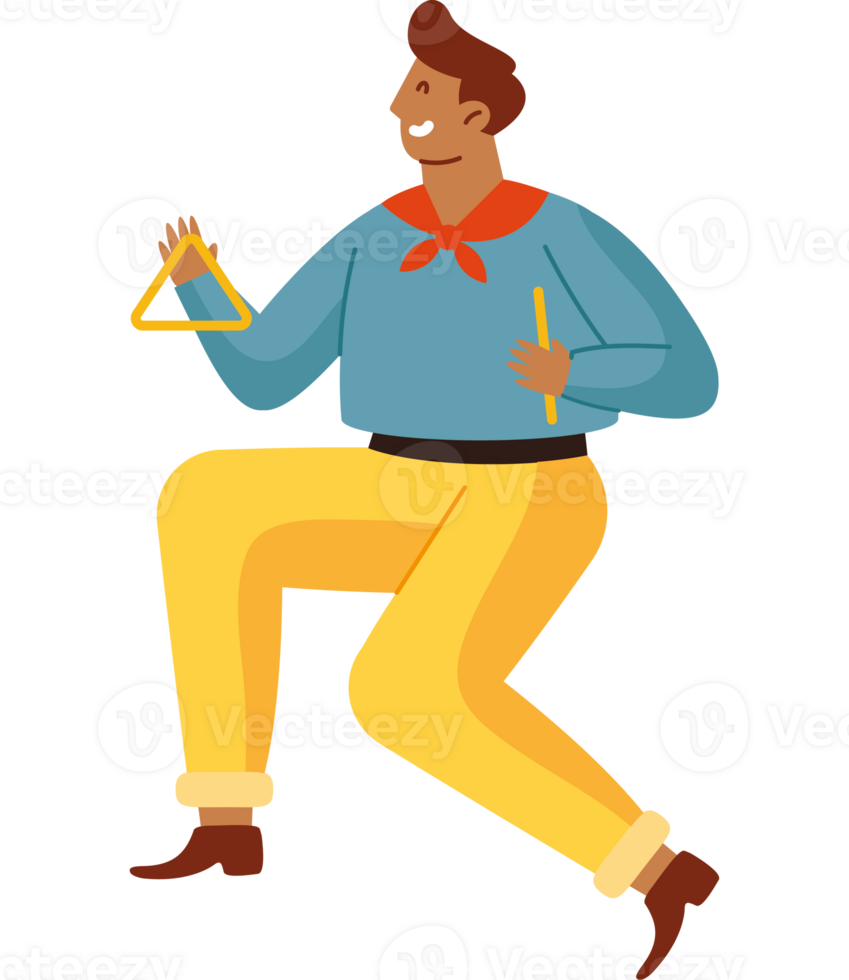 A man is playing with a triangle png