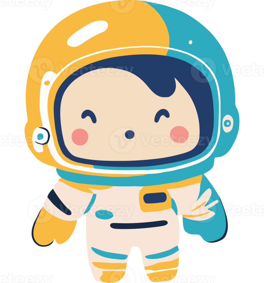 An astronaut in a blue and yellow suit png