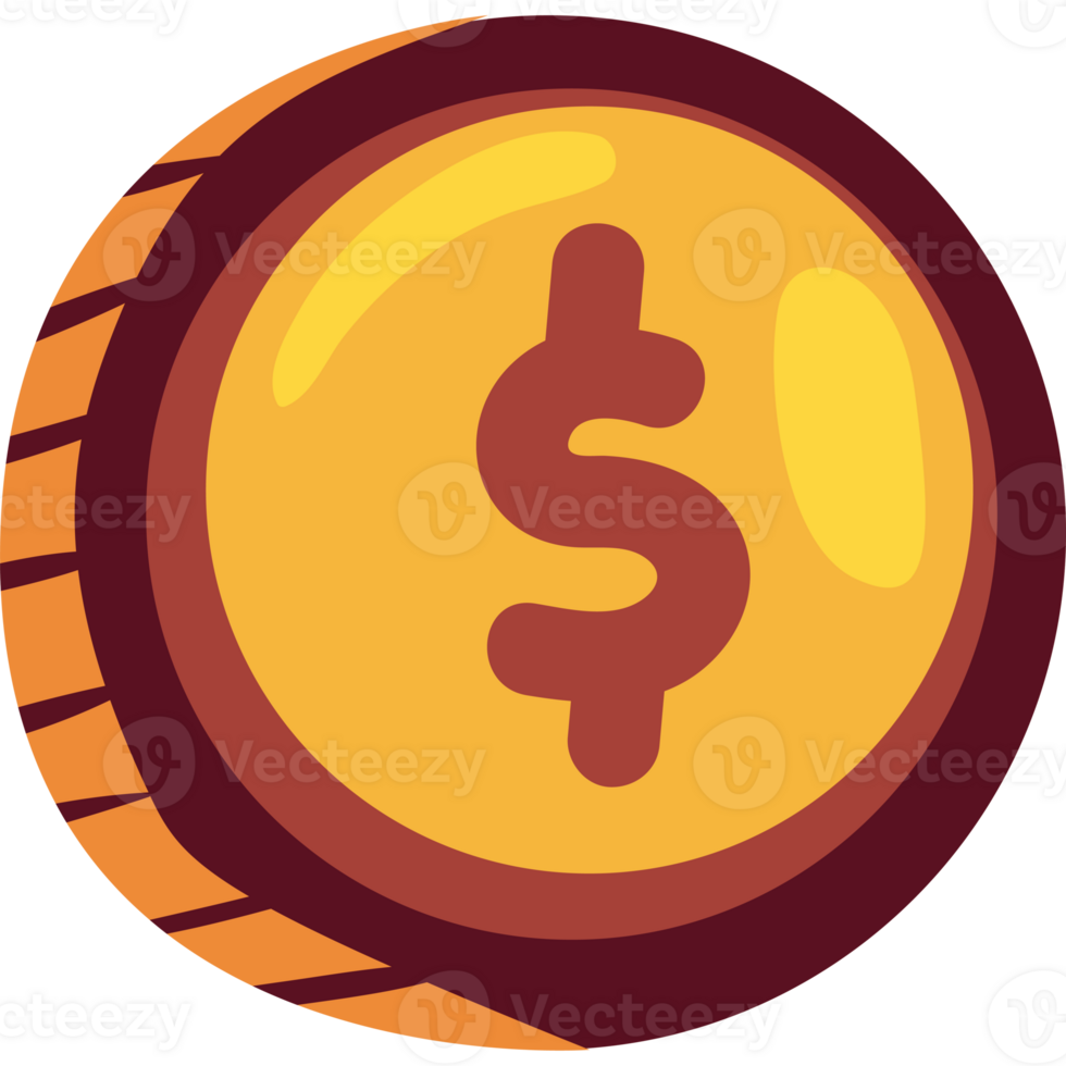 A dollar coin with a dollar sign on it png