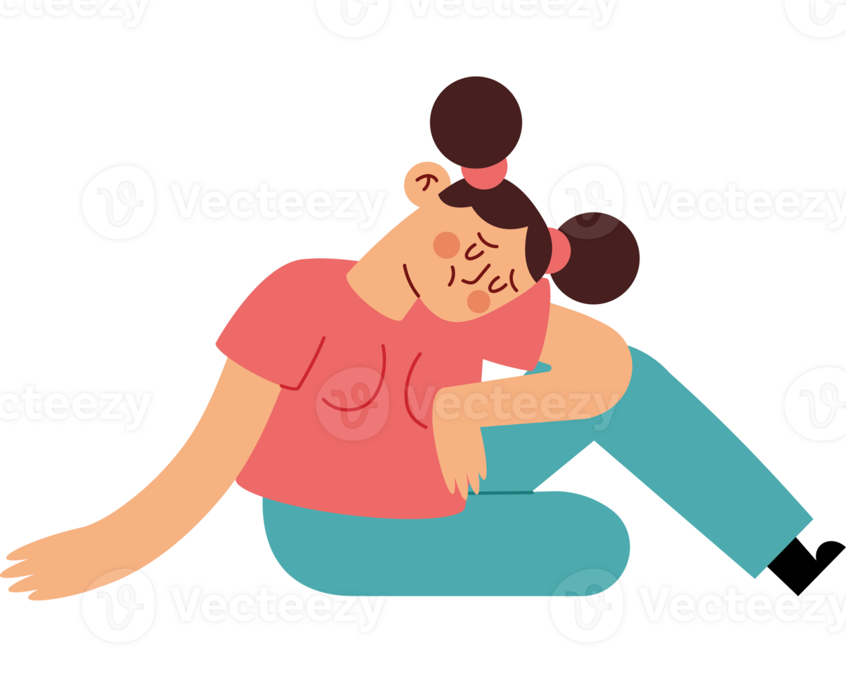 Illustration of a woman sitting on the floor png