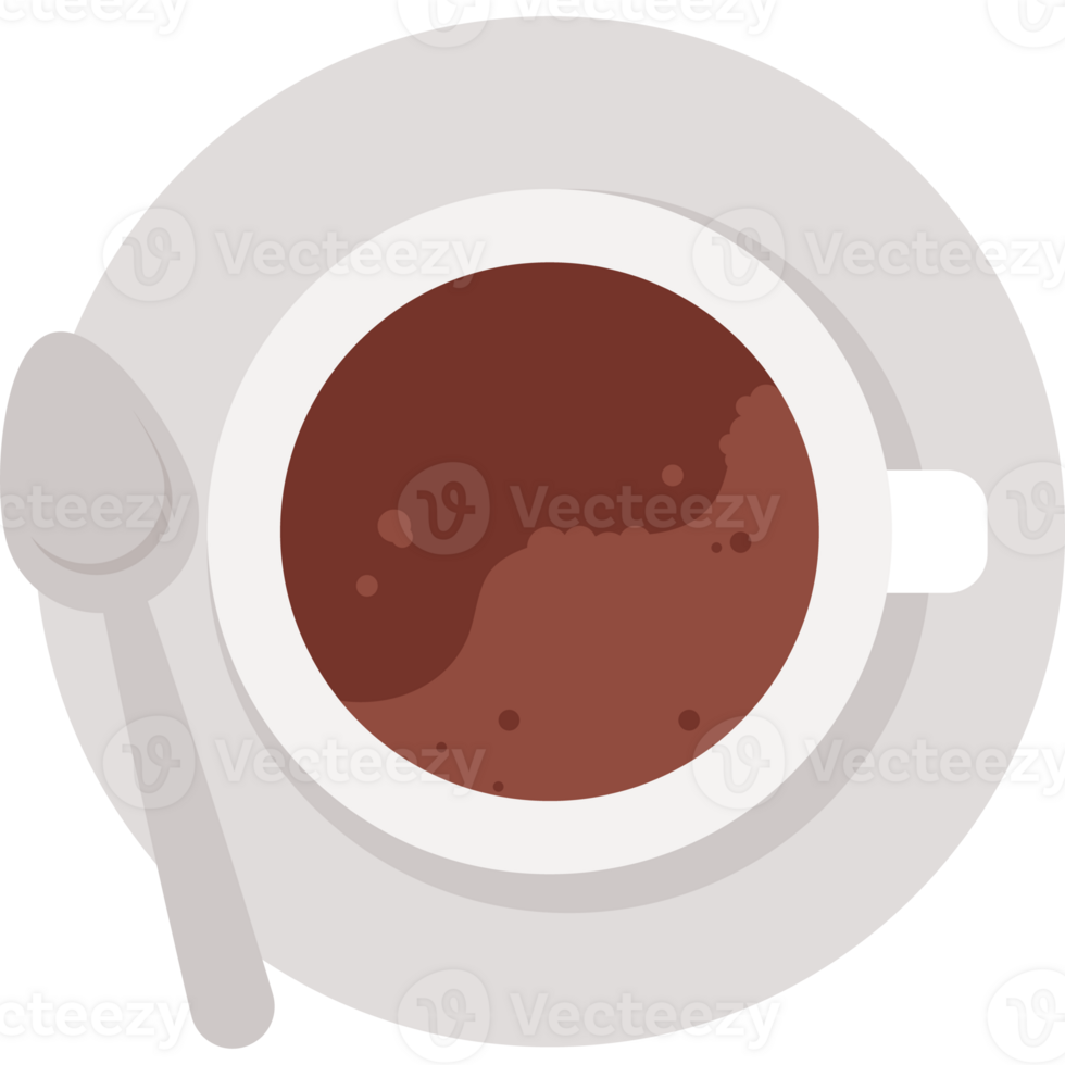 A cup of coffee with a spoon on a saucer png
