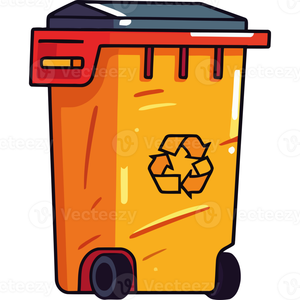 A trash can with a recycling symbol on it png