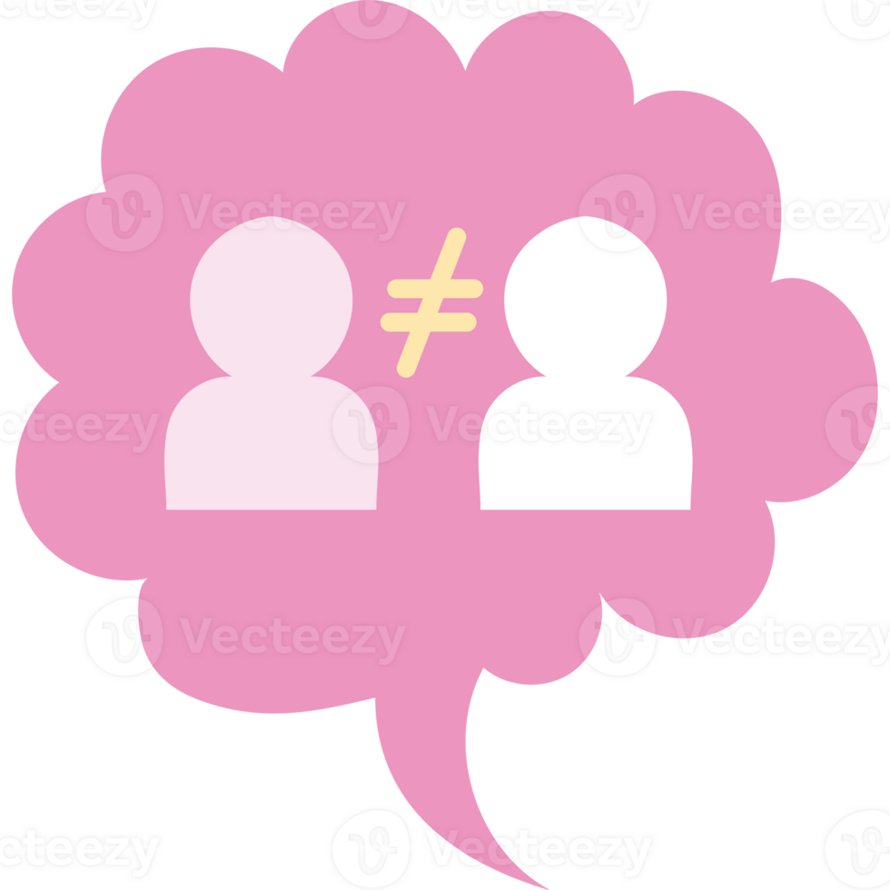 A pink speech bubble with two people in it png