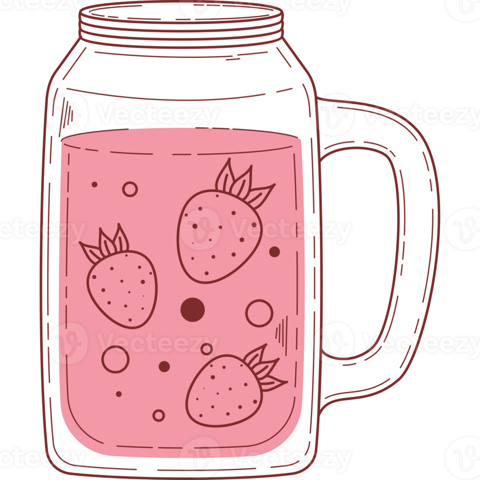 A strawberry smoothie in a jar png