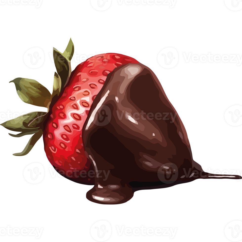 A strawberry with chocolate on it png