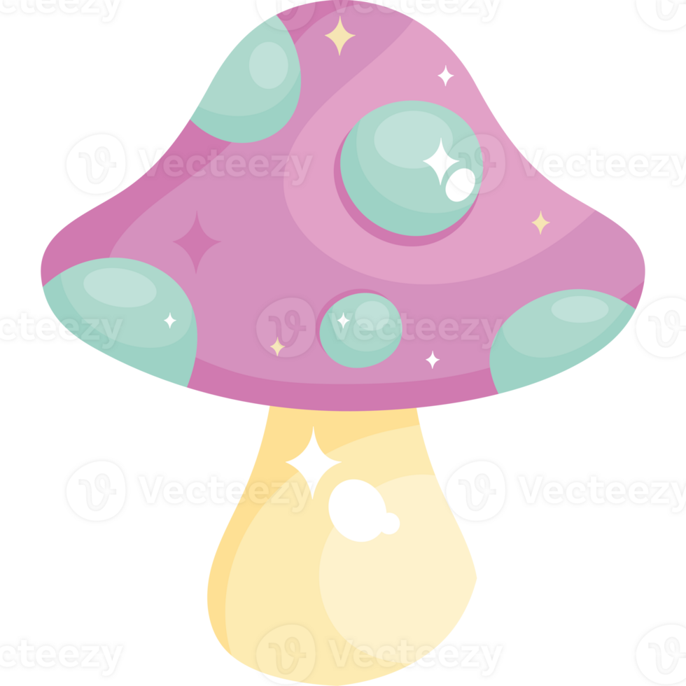 A cartoon mushroom with purple and pink colors png