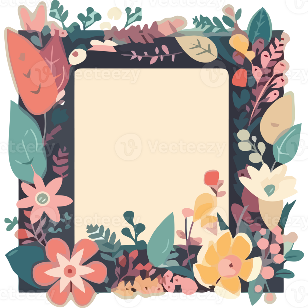 A square frame with flowers and leaves png