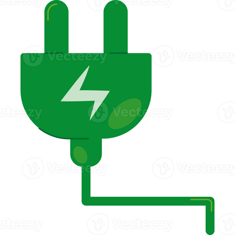 A green plug with a lightning bolt on it png