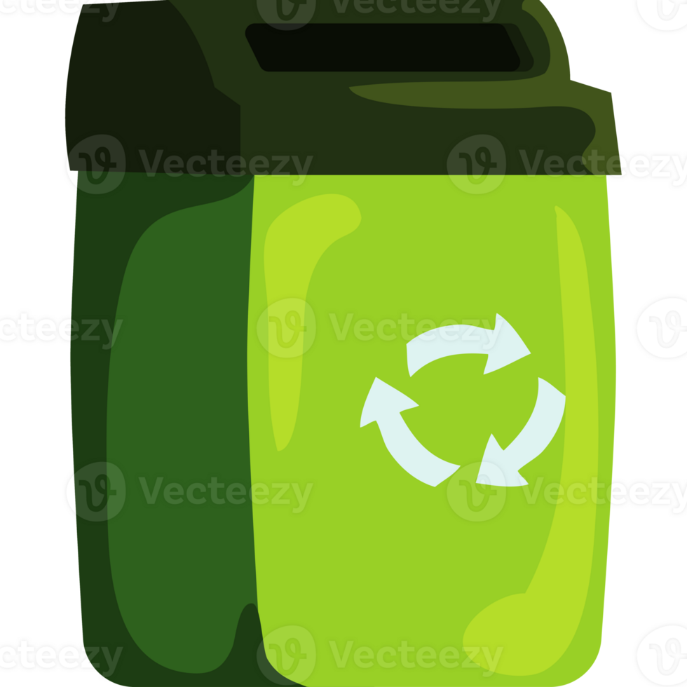 Green recycling bin with arrow png