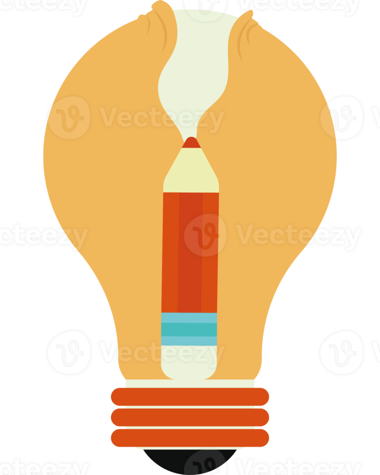A light bulb with a pencil inside png