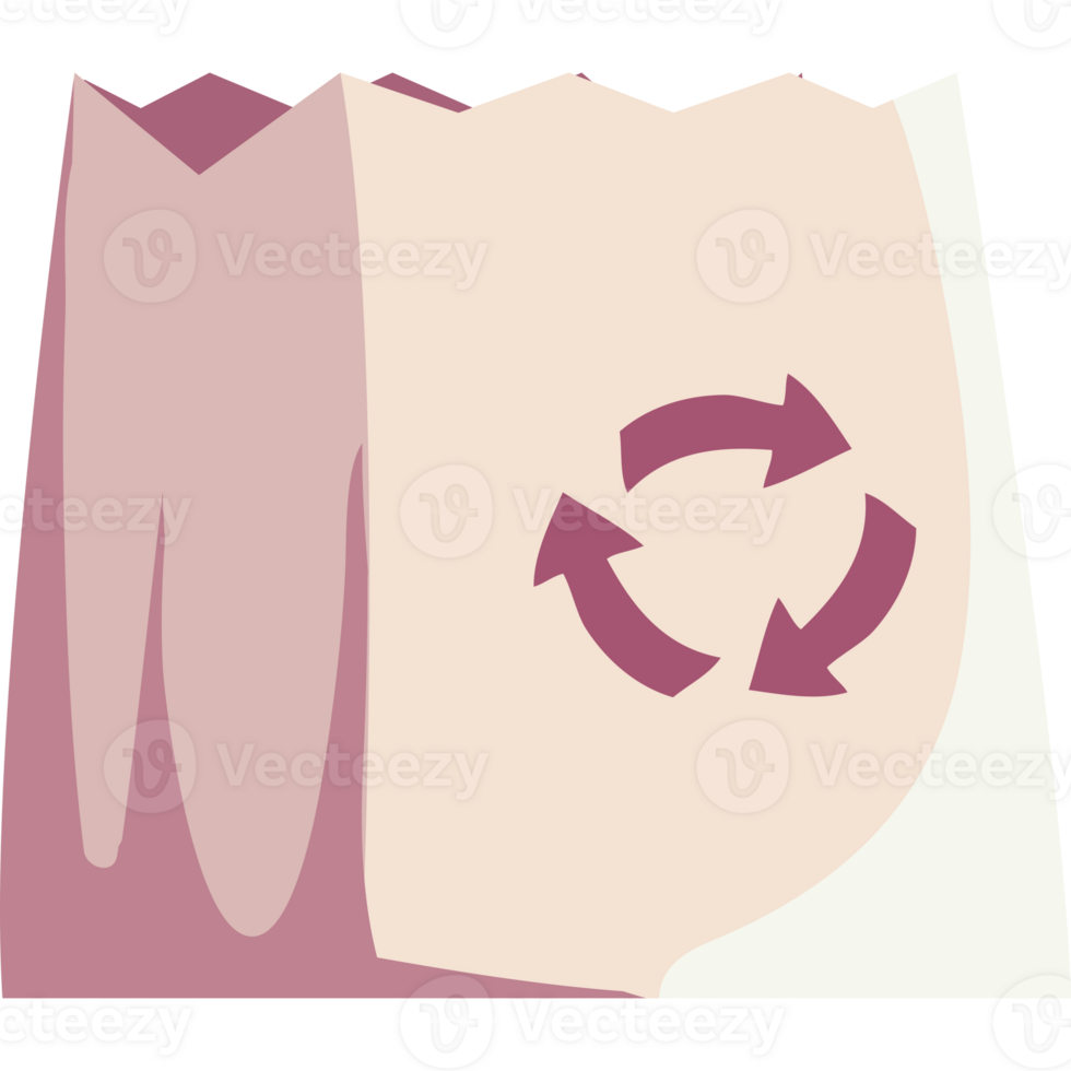A paper bag with a recycling symbol on it png