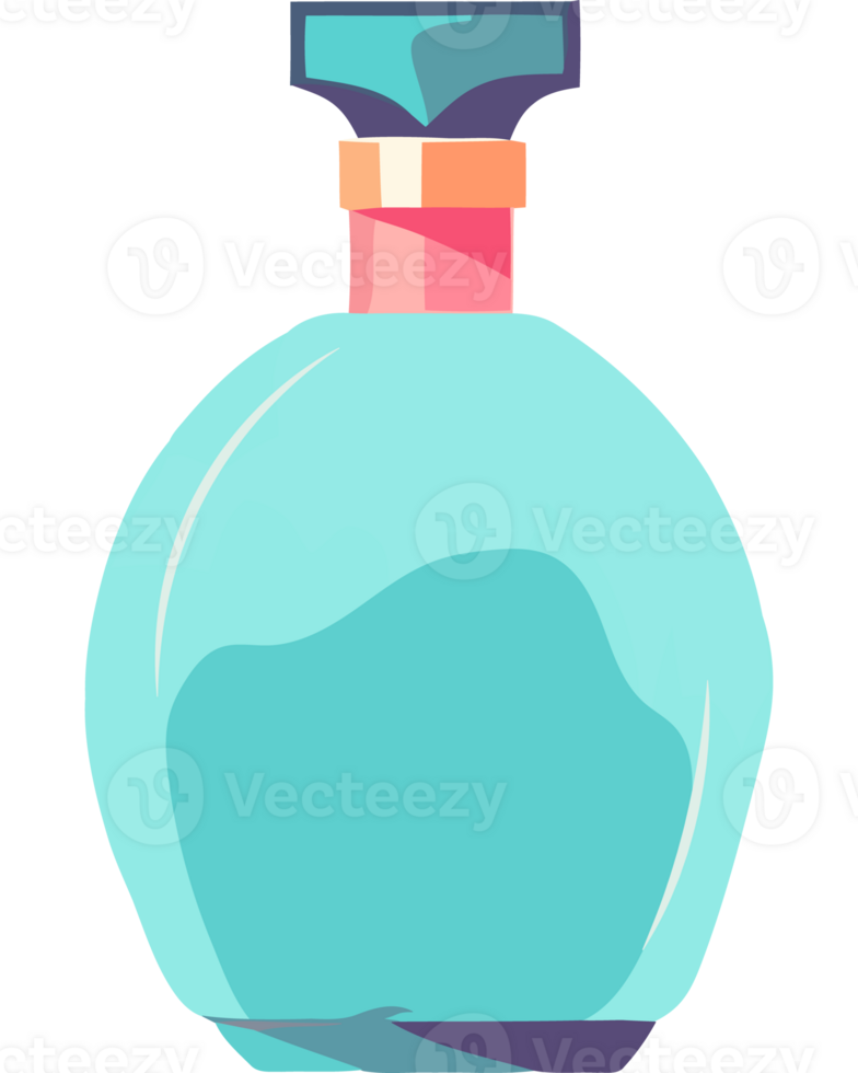A blue perfume bottle with a pink cap png