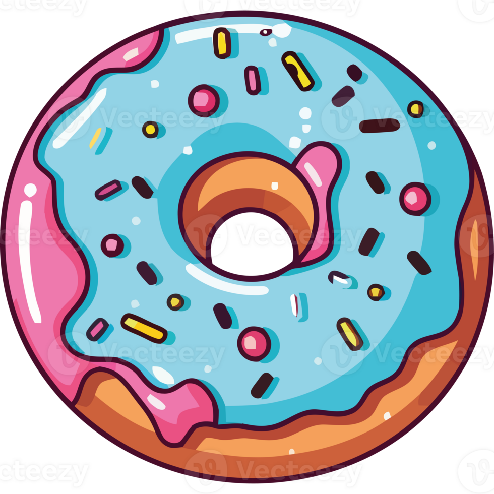 A donut with sprinkles and pink icing png