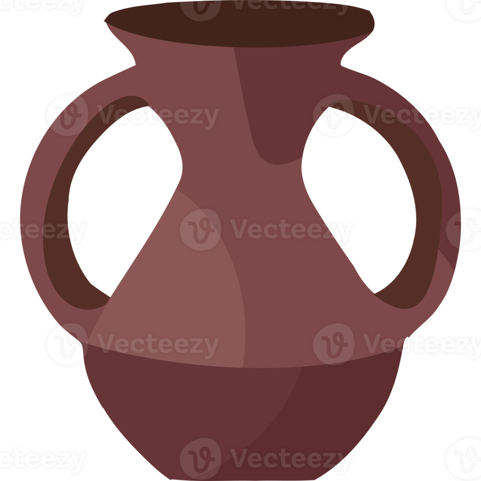 A brown vase with a handle on it png