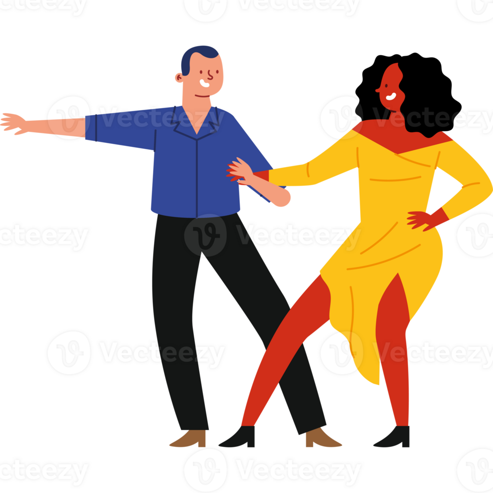 A couple dancing in a cartoon style png