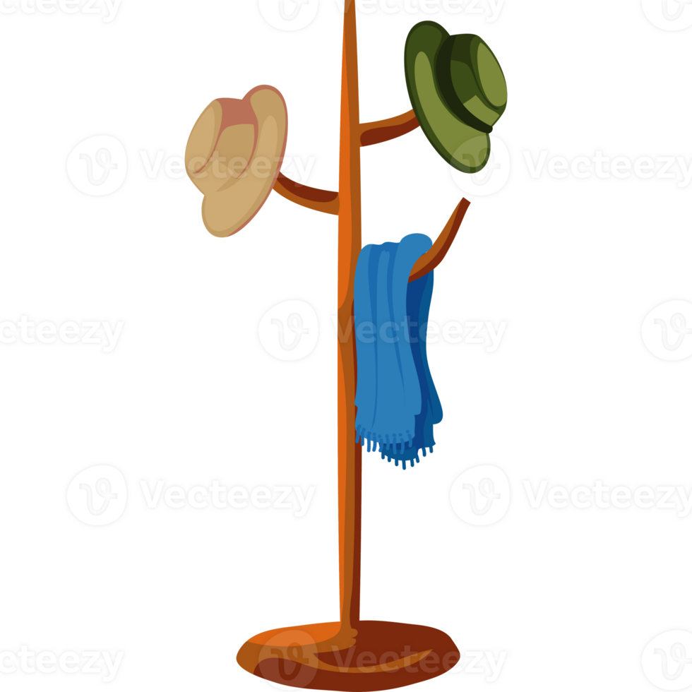 A hat rack with a hat, scarf and scarf png