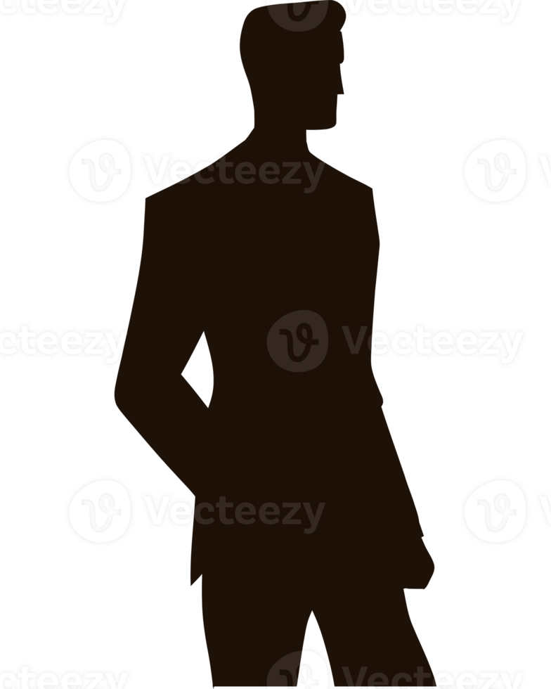 A silhouette of a man in a suit png