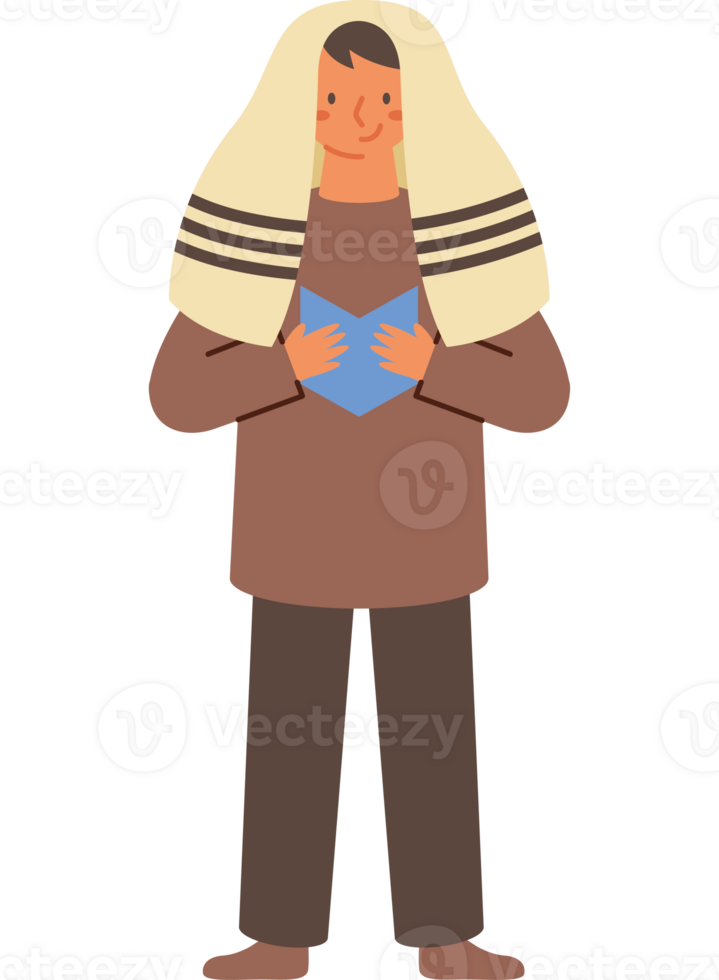 A cartoon man with a book in his hands png