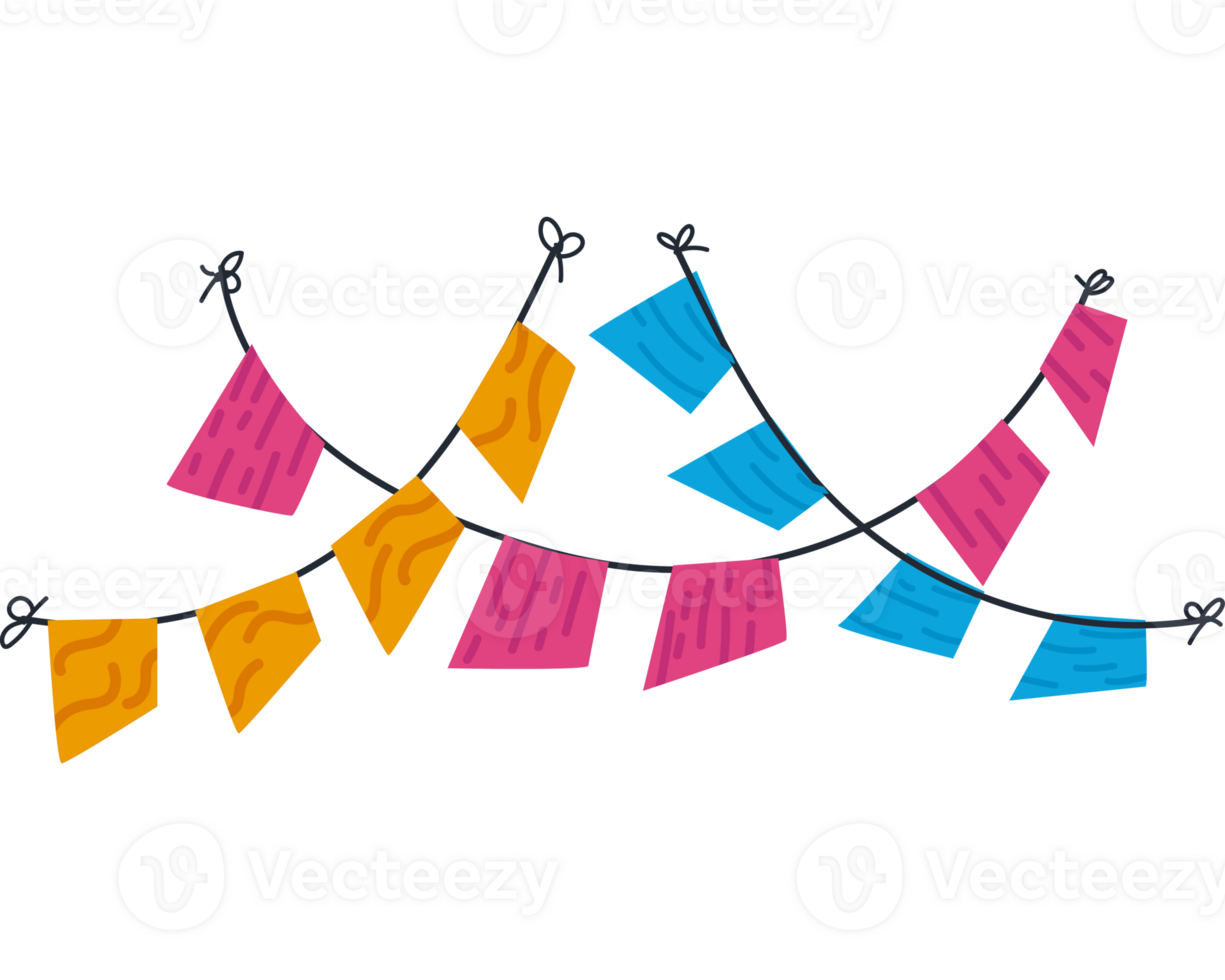 A group of colorful flags hanging on a string png
