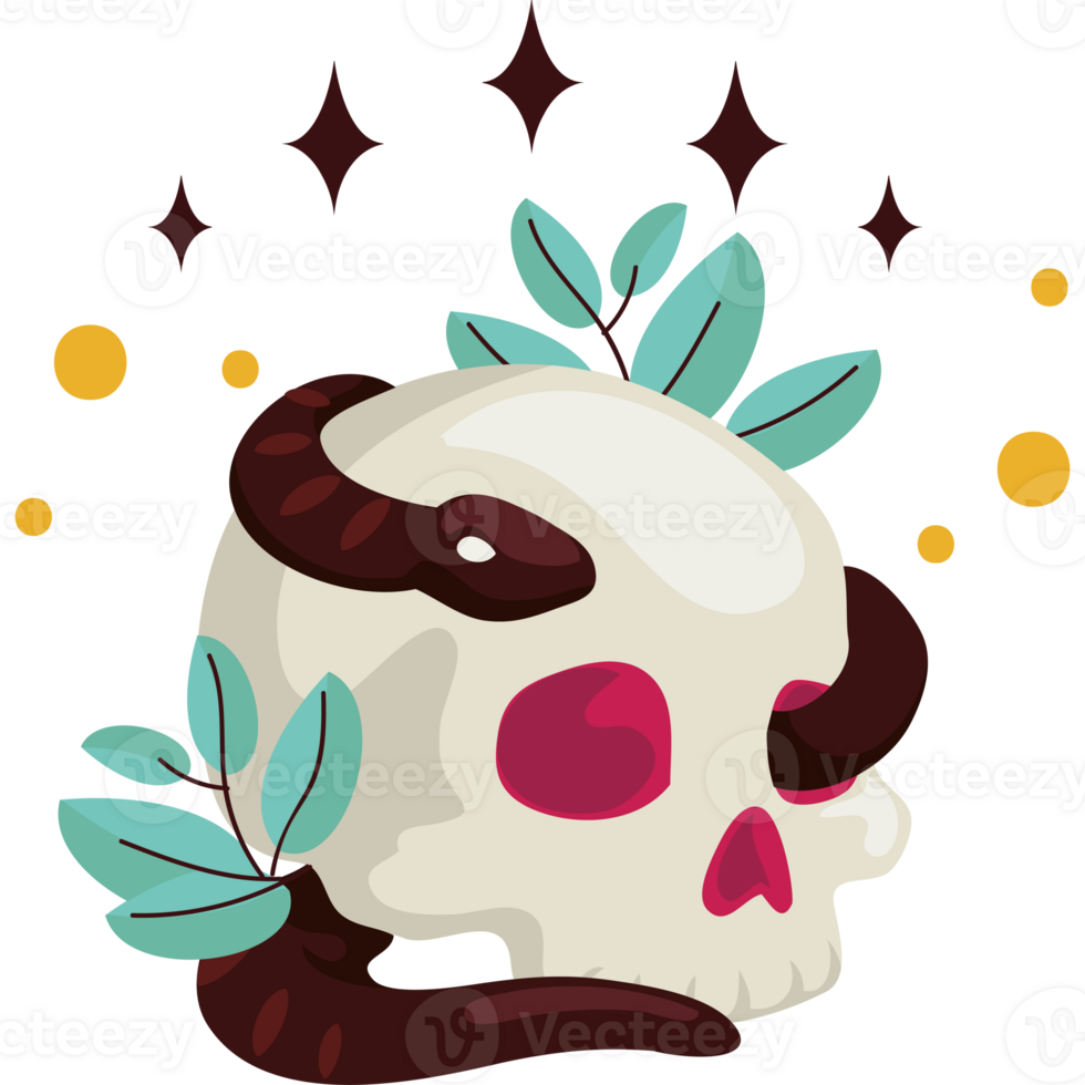 A skull with a snake wrapped around it png