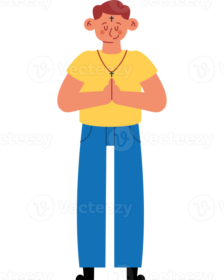 Man praying with hands closed png