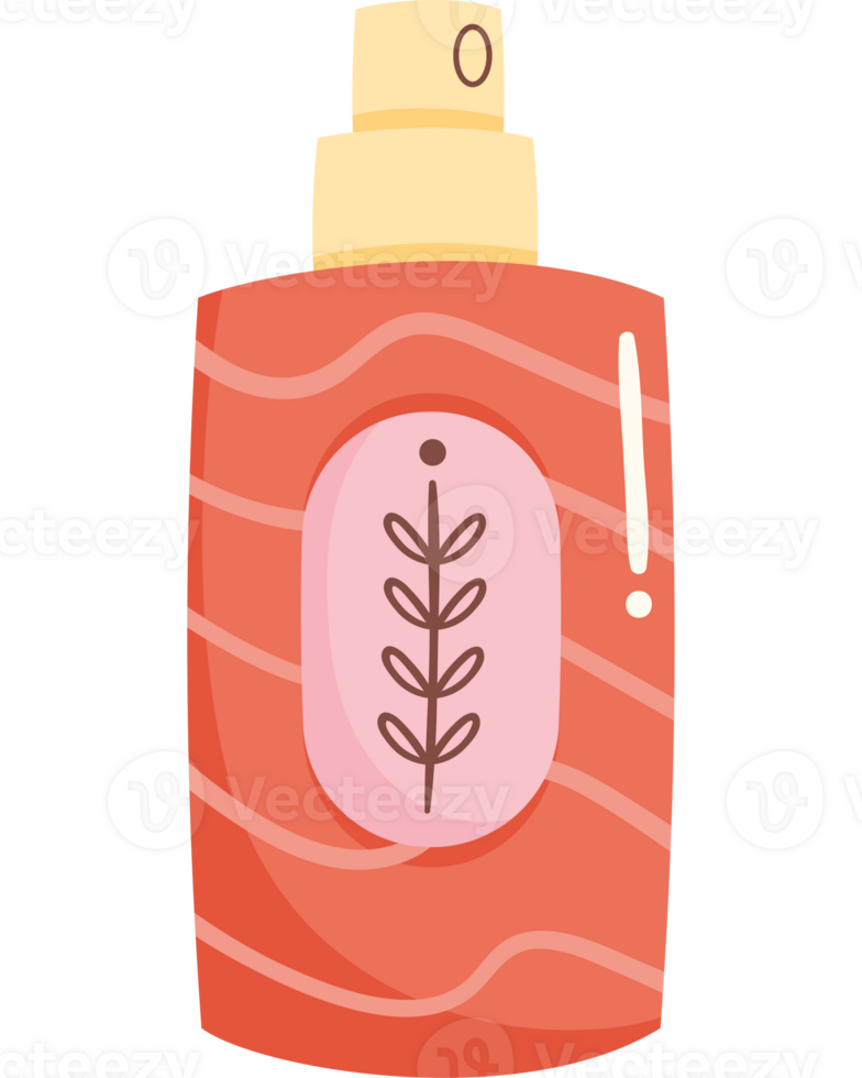 A bottle of perfume with a leaf on it png