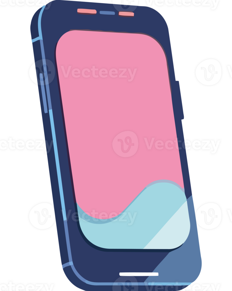 A blue and pink phone with a pink screen png