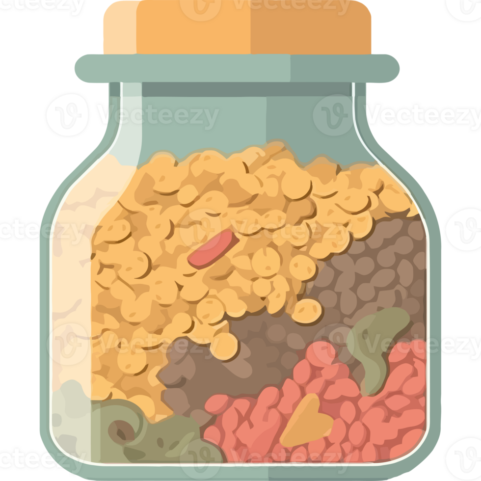 A jar full of cereal and other food png