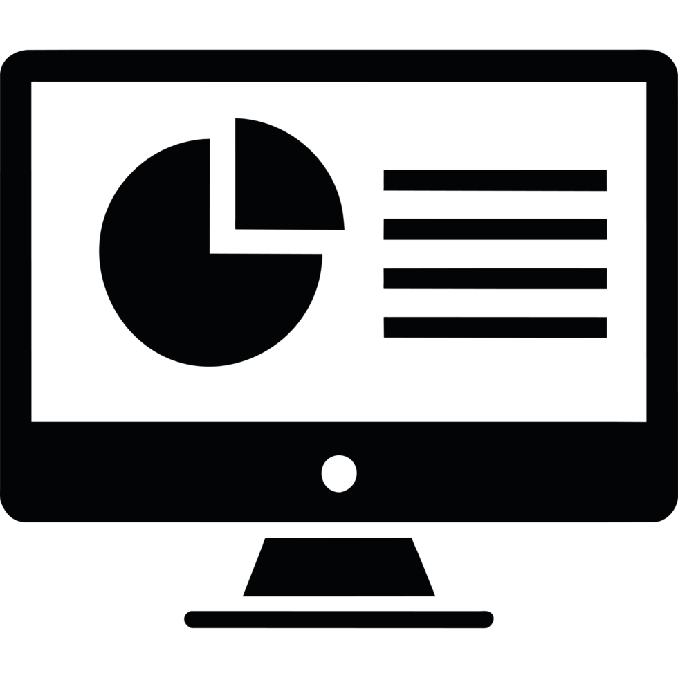 A computer monitor with a pie chart on it png