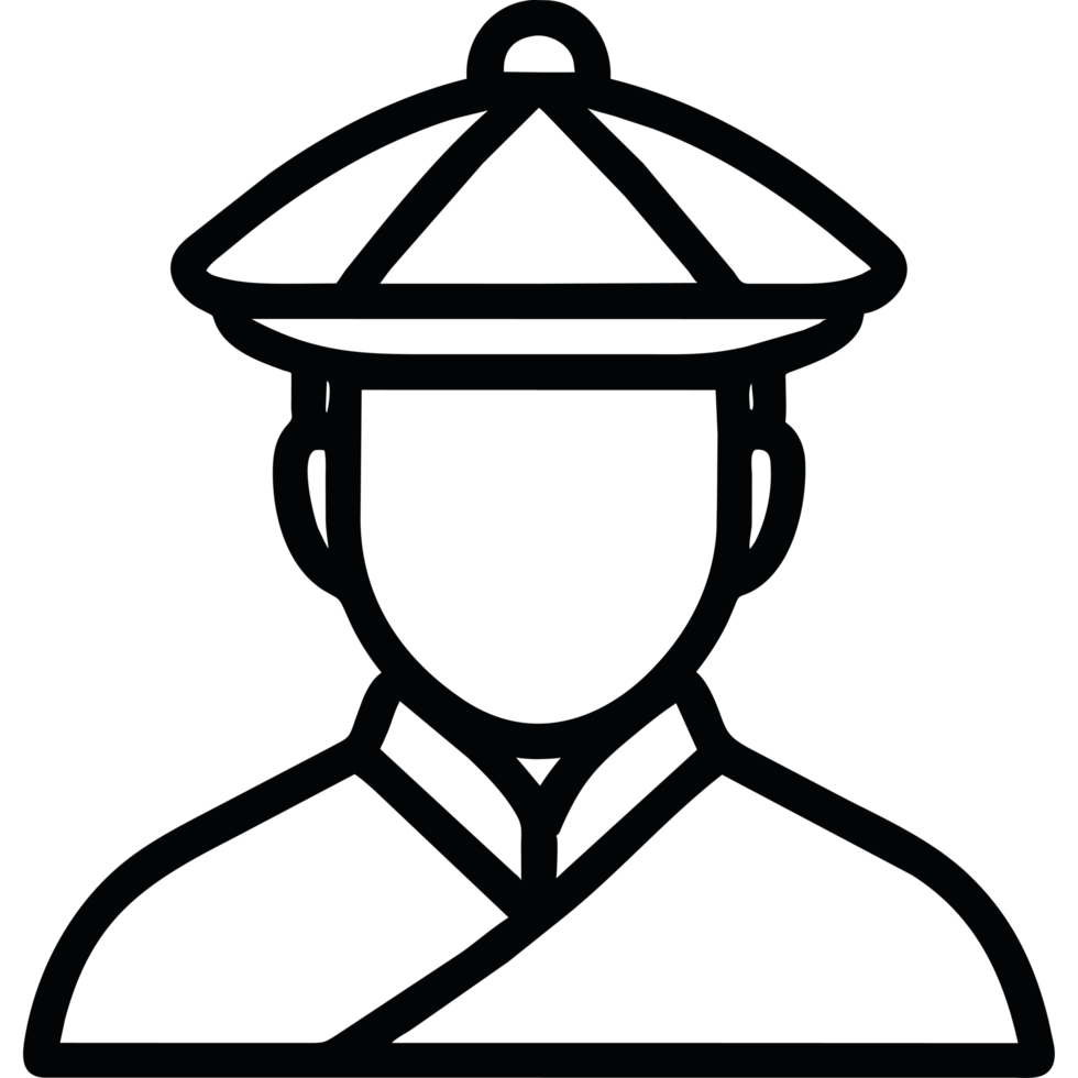 A black and white silhouette of a man in a hat png