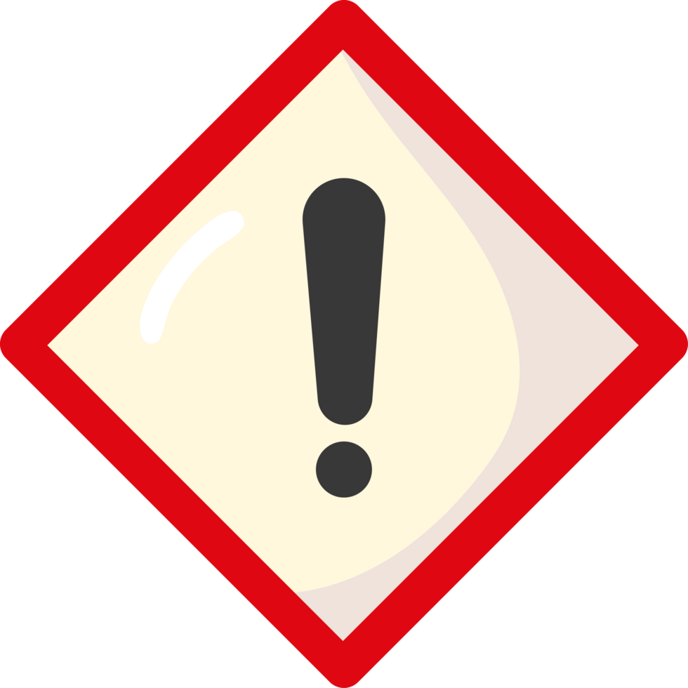 A red and white warning sign with an exclamation mark png