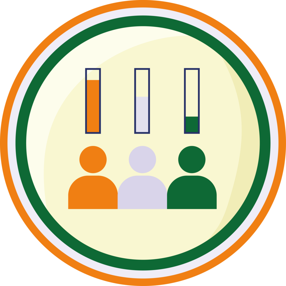 A circle with three people and a bar graph png