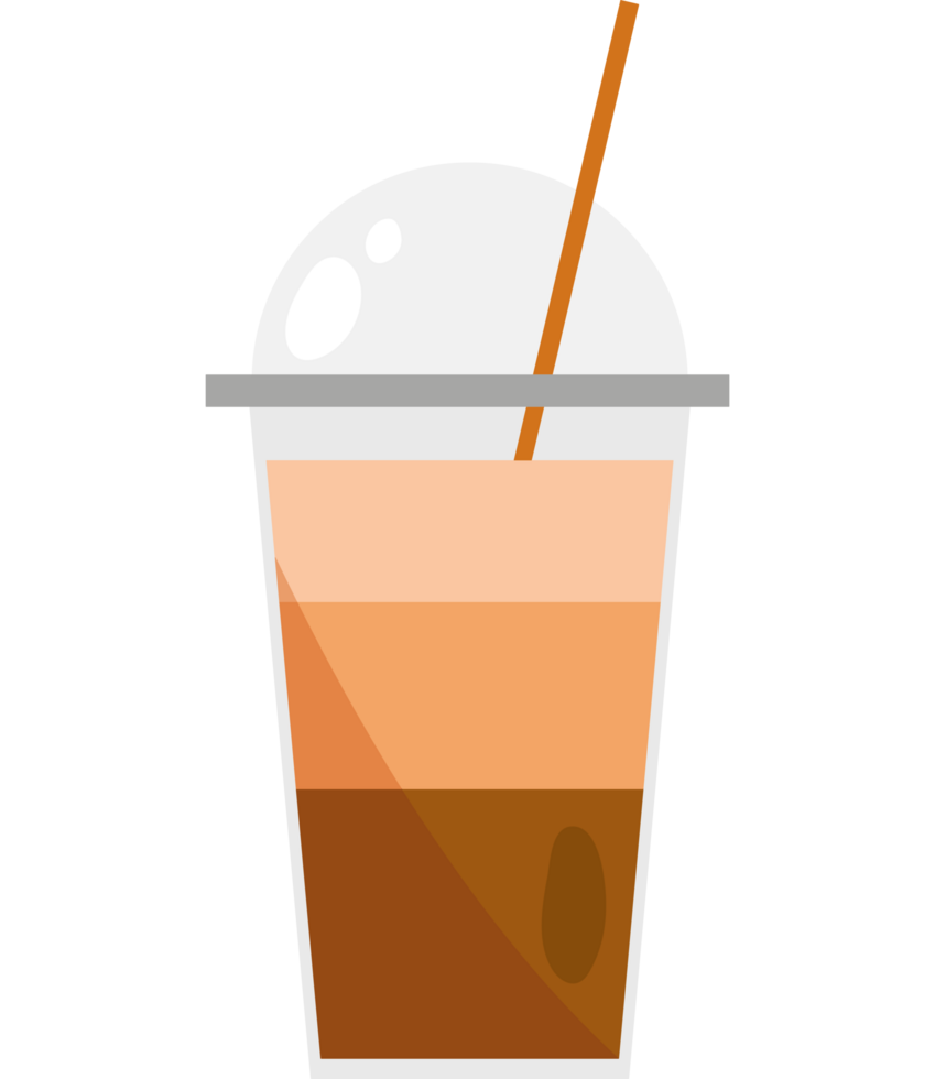 An iced coffee with a straw in it png
