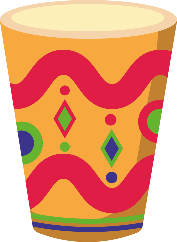A colorful cup with a design on it png