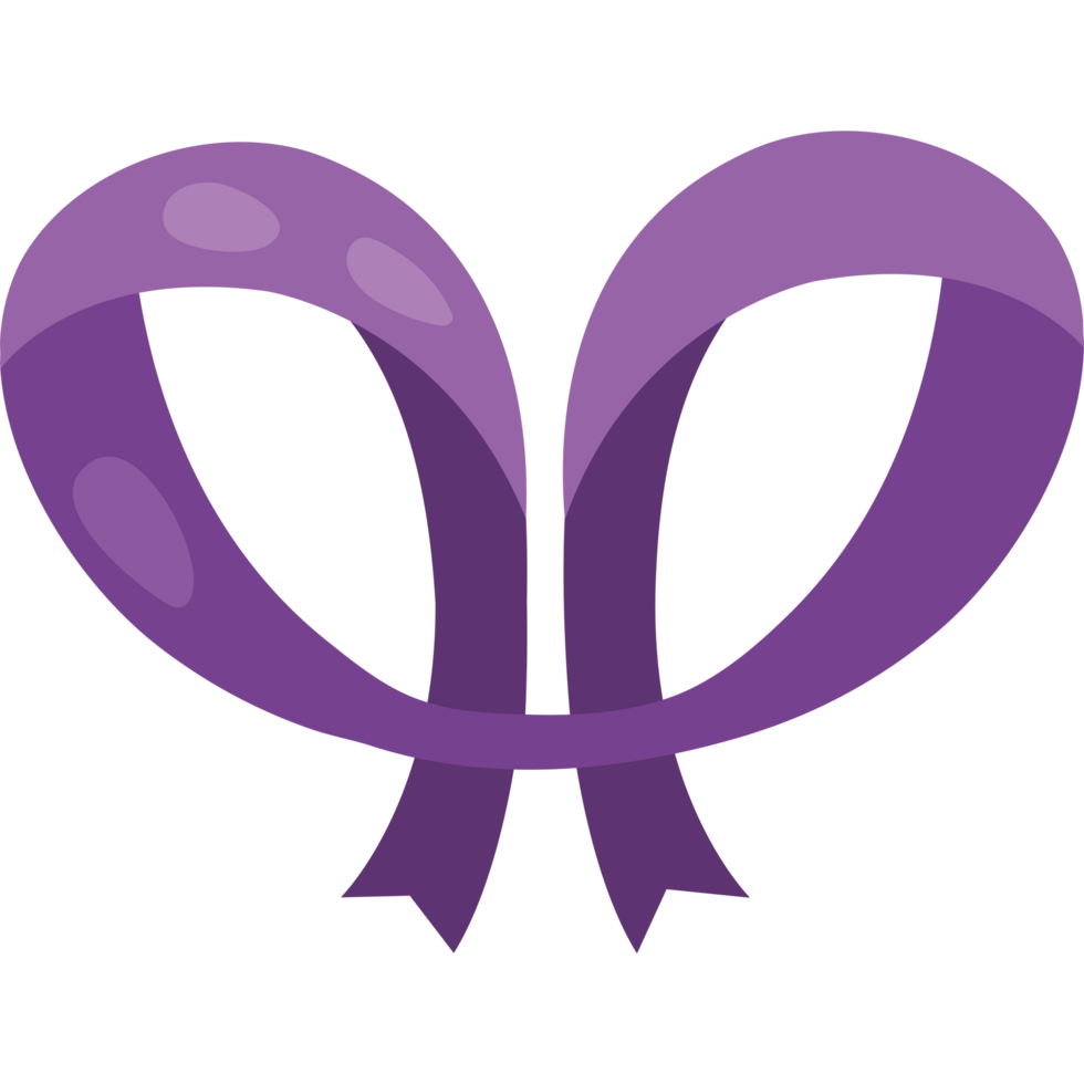 A purple ribbon with two hearts on it png