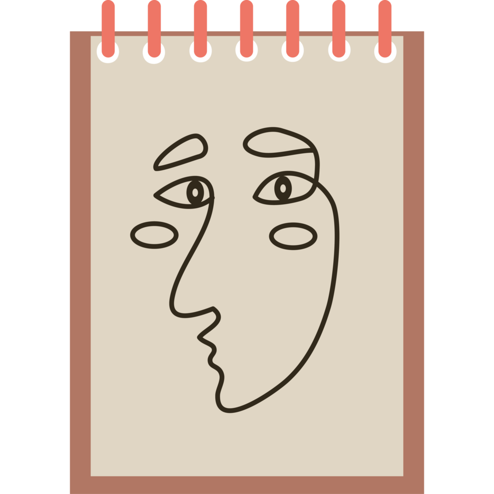 A notebook with a face drawn on it png