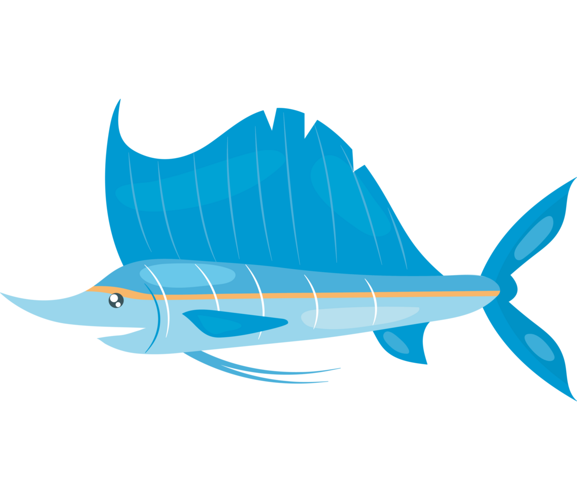 A sailfish fish with a blue tail png
