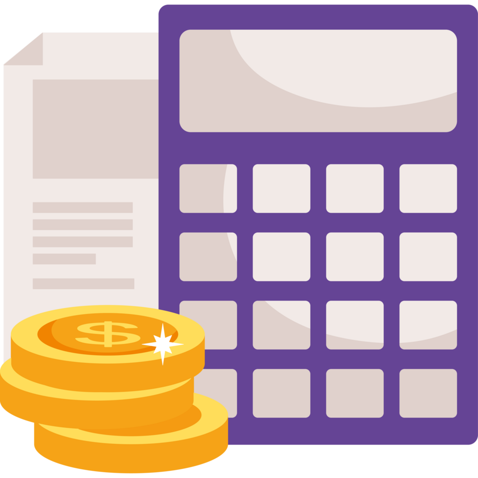Calculator and coins png