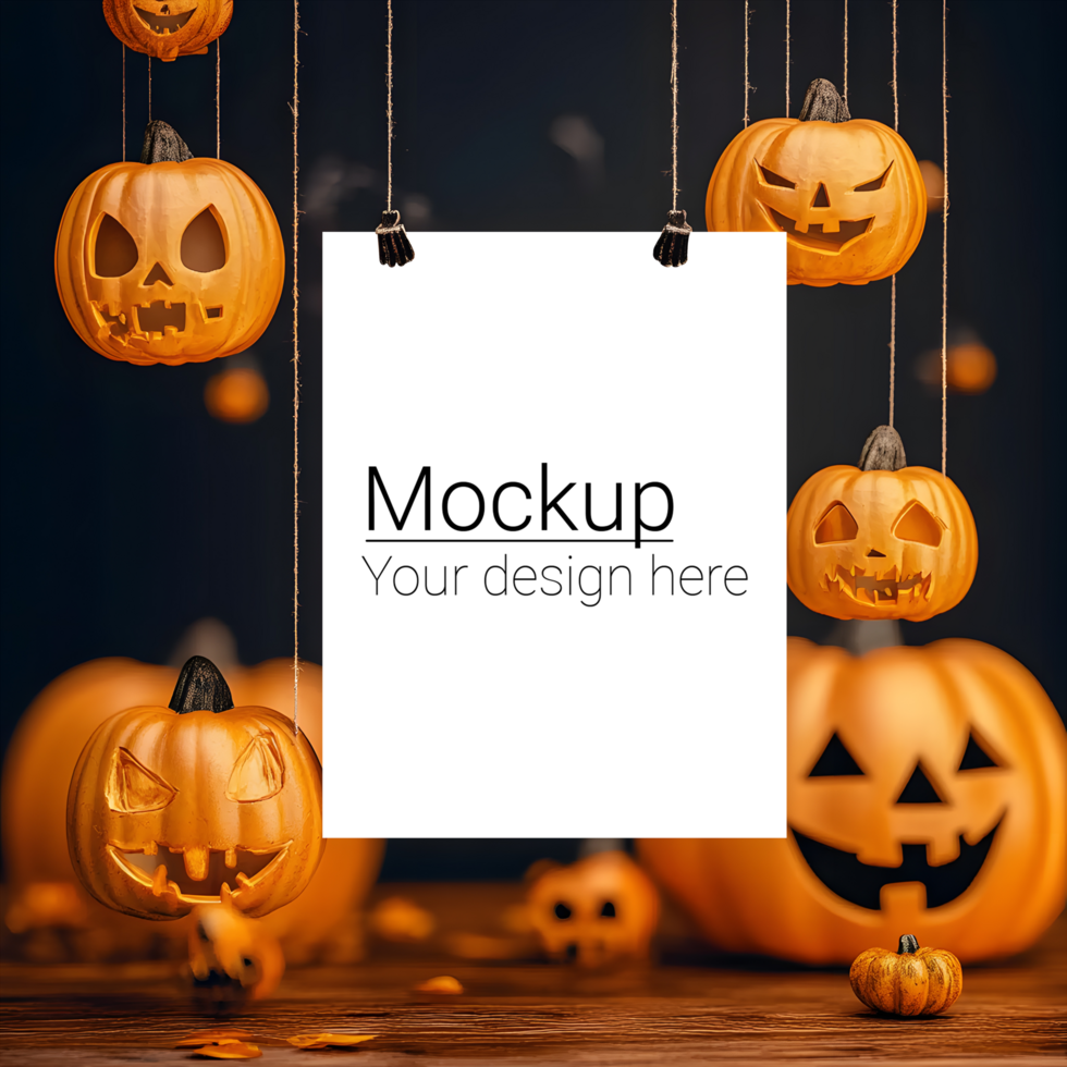 Postcard layout on Halloween background psd