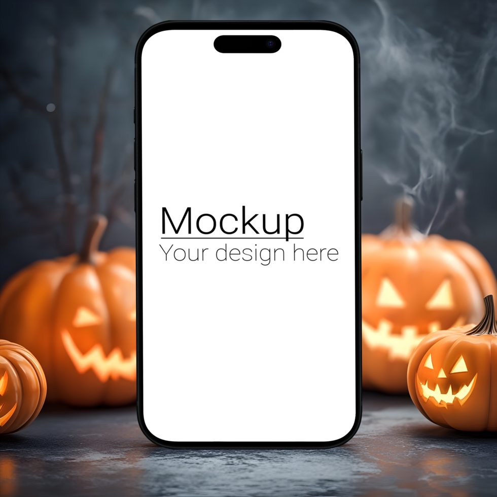 Halloween phone layout with a pumpkin on it psd
