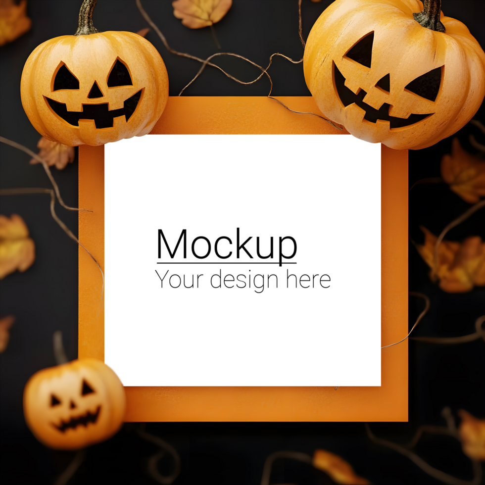 Postcard layout on Halloween background psd