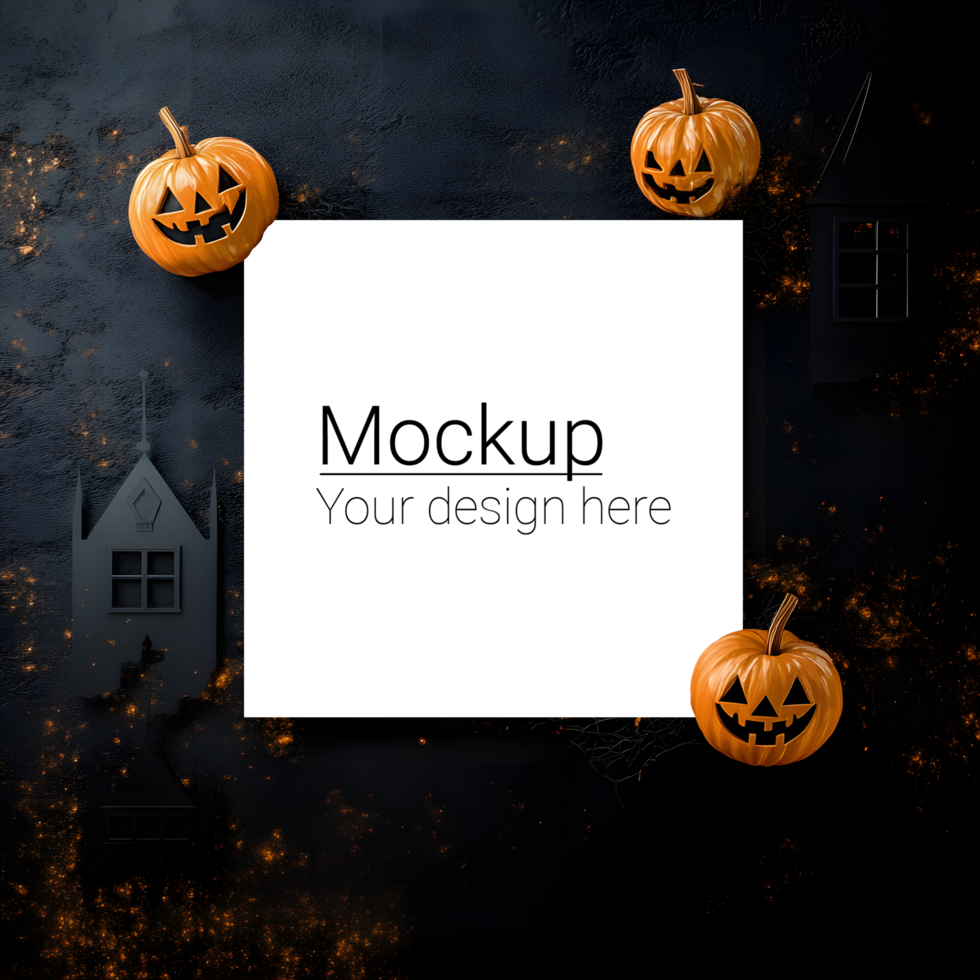 Postcard layout on Halloween background psd